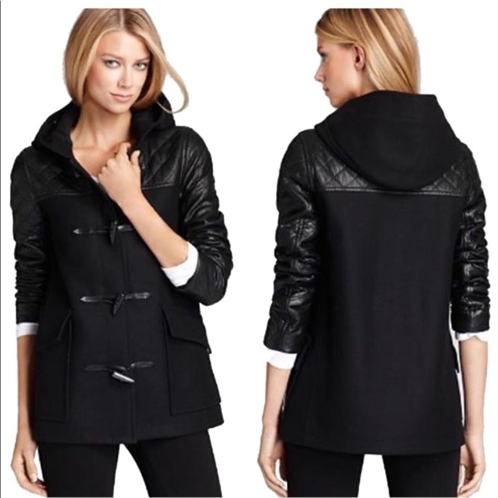 THEORY Marimba Wool Lamb Leather Coat M